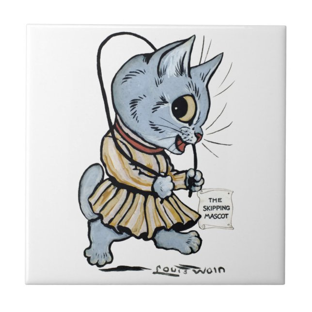 Cat girl, Louis Wain Tile (Front)