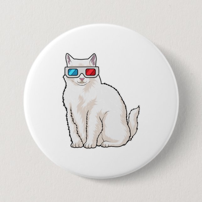 Cat Glasses 3 Inch Round Button (Front)