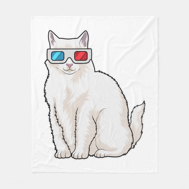 Cat Glasses Fleece Blanket (Front)