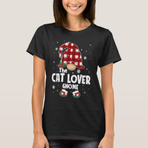 Cat Gnome Buffalo Plaid Matching Family Christmas T-Shirt