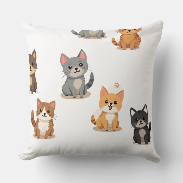 Cat, go blank Puppy, meow Throw Pillow (Front)