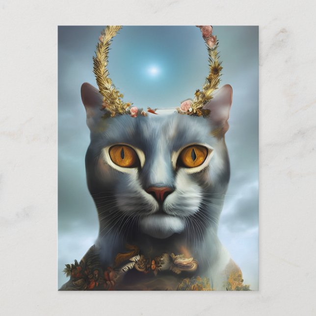 Cat God With Flowers Postcard (Front)