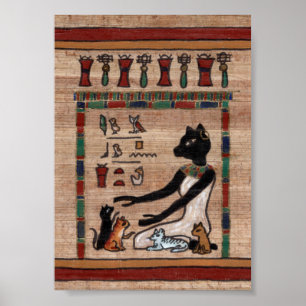 Cat Goddess Bast with her Kittens Poster