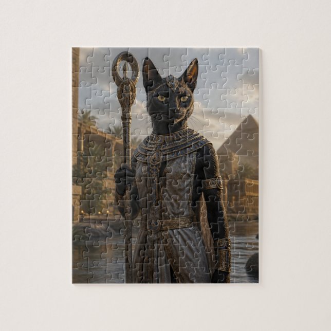 Cat Goddess Bastet Postcard Jigsaw Puzzle (Vertical)