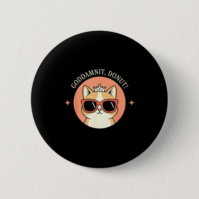 Cat - Godit, Donut! Sy Retro Cat Lover Design  2 Inch Round Button (Front)