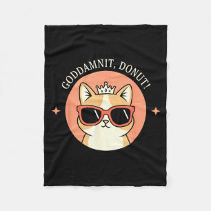 Cat - Godit, Donut! Sy Retro Cat Lover Design Fleece Blanket