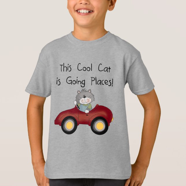 Cat Going Places Red Car tshirts and Gifts (Front)
