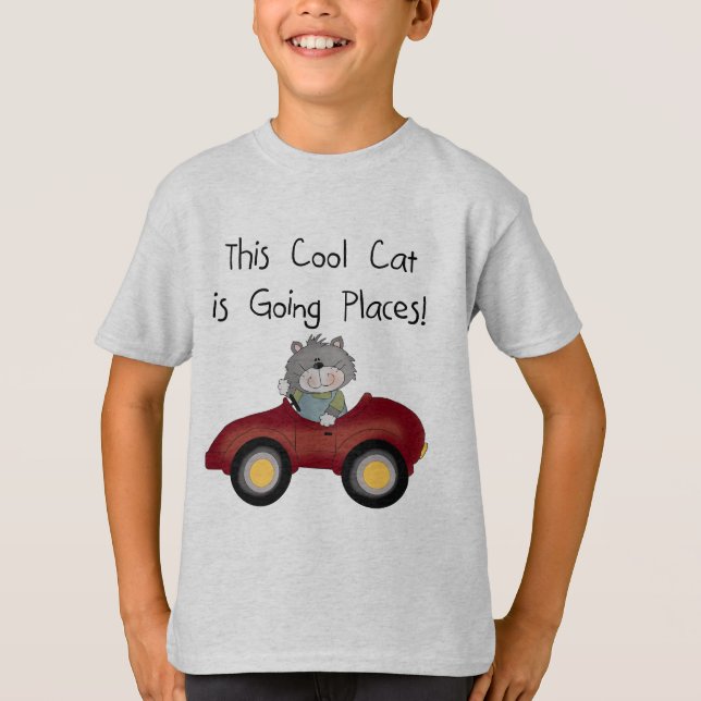 Cat Going Places Red Car tshirts and Gifts (Front)