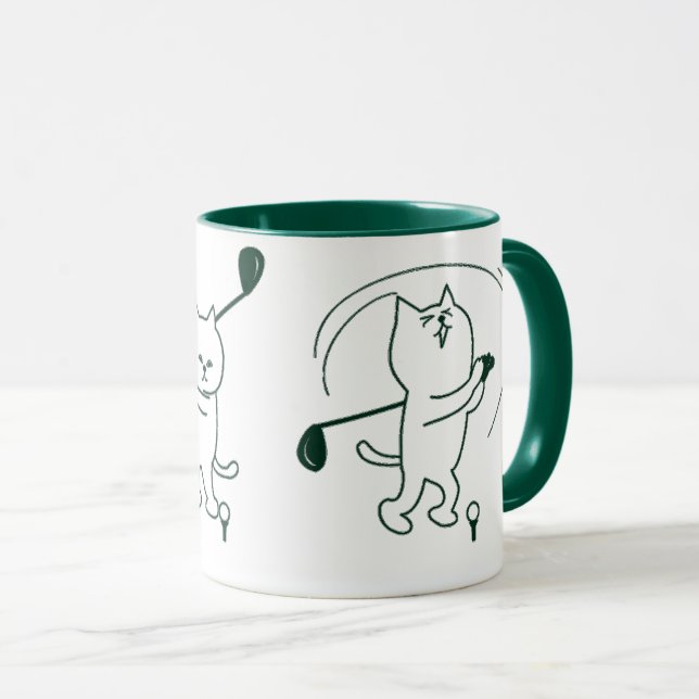 CAT GOLFER SHOT GIFT, FUNNY GOLF STROKE MUG (Front Right)