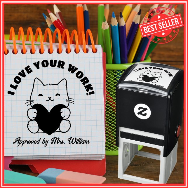Cat Good Work Teacher Back To School Self-inking Stamp (Creator Uploaded)