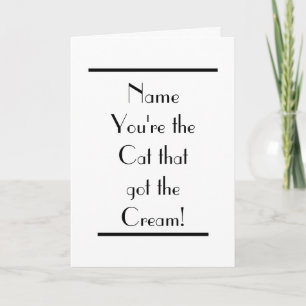 Cat Got Cream Funny Art Deco Congratulations Card