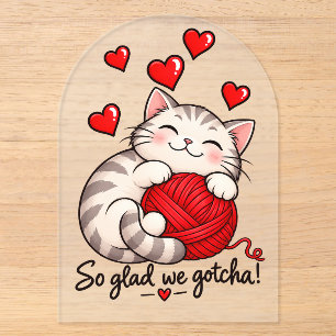 Cat Gotcha Day Card, Personalized Cat Adoption Acrylic Invitations