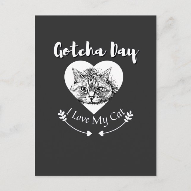 Cat Gotcha Day - Happy Adoption Day Announcement Postcard (Front)