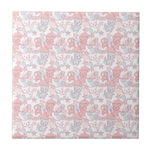 Cat Goth Skull Japanese Style Kawaii Heart Cloud Tile