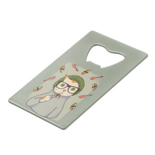 Cat Gourmet Sushi Lover Design Credit Card Bottle Opener