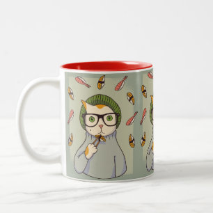 Cat Gourmet Sushi Lover Design Two-Tone Coffee Mug