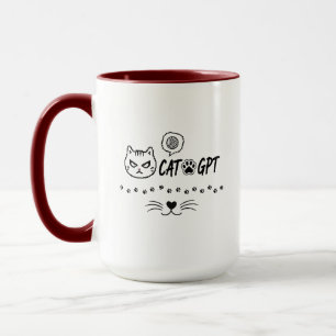 CAT GPT AI Funny Pixel Cat / Funny Cat Tech Quote  Mug