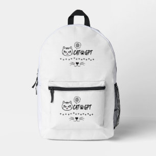 CAT GPT AI Funny Pixel Cat / Funny Cat Tech Quote  Printed Backpack