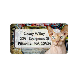 Cat Graffiti Street Art background  Address Label
