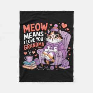 Cat Grandma Grandmother Kitty Meow Pet Granny Fleece Blanket