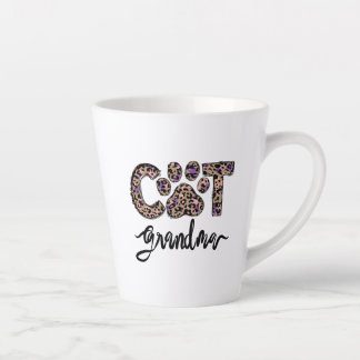 Cat Grandma Leopard, Cat Grandma Sublimation Latte Mug