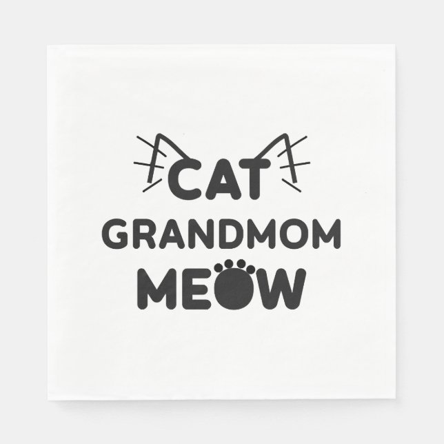 Cat Grandmom Meow Shirt - Gift Napkin (Front)