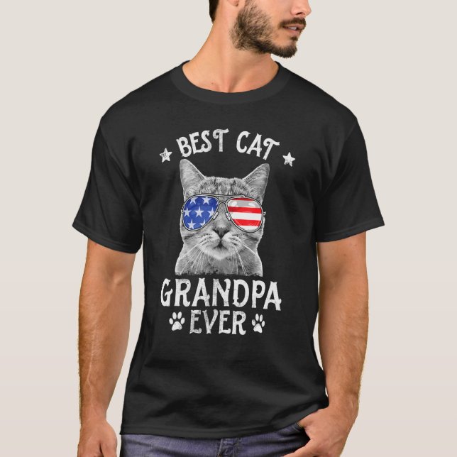 Cat Grandpa Vintage Best Cat Dad Ever Tee (Front)