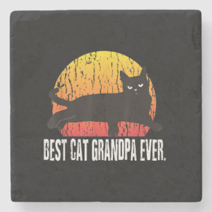 Cat Grandpa Vintage Style Cat Retro Gift Stone Coaster