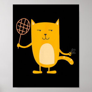 Cat Graphic Badminton Player Shuttle Sports Smash  Poster