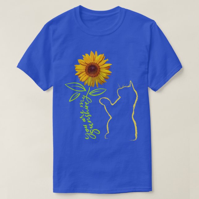 Cat Graphic Tshirts, Cat Sunflower Shirt T, Cat Su (Design Front)