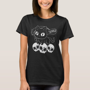Cat Grim Reaper And Skulls Cat Got Your Soul Hallo T-Shirt