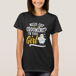 Cat Groomer Woman Kitten Stylist Cat Washing Furol T-Shirt
