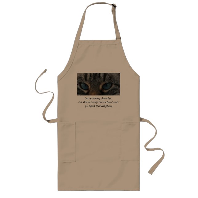 Cat Grooming Check List Long Apron (Front)