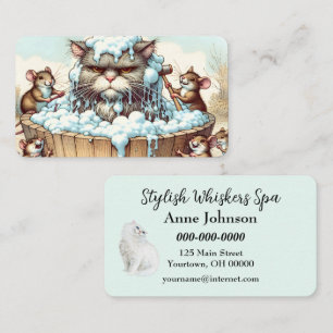 Cat Grooming With Mice Business Card