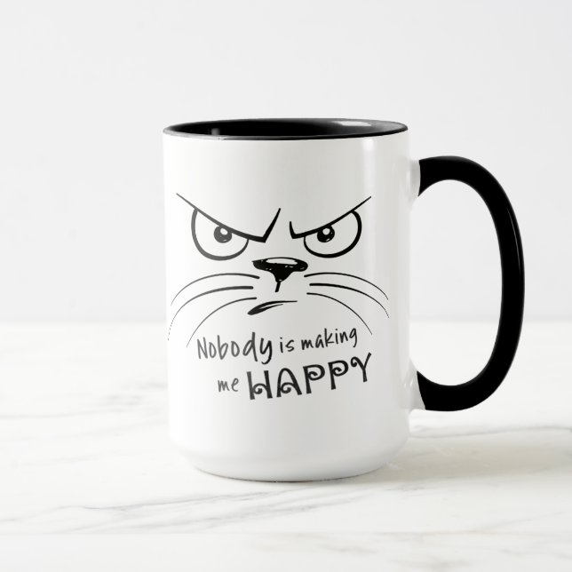 Cat Grumpy NOBODY IS MAKING ME HAPPY Mug (Right)