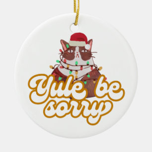 Cat Grumpy Ornement en céramique