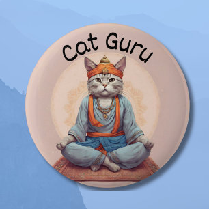 Cat Guru Yoga Master Meditation mindfulness zen 2 Inch Round Button