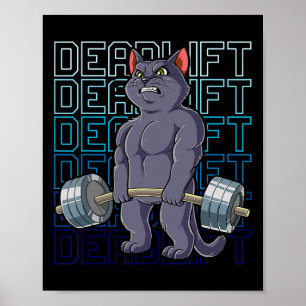 Cat Gym Weight Training Deadlift Men Women  Poster