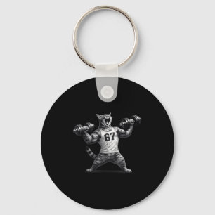 Cat gym workout funny 67 six seven meme pump kitte keychain