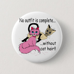 cat hair 2 inch round button