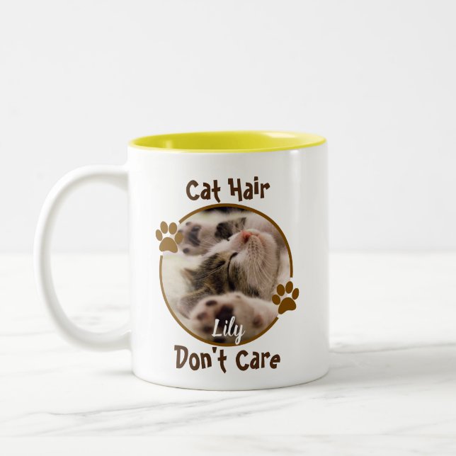 Cat Hair Don't Care Personalized Mug (Left)