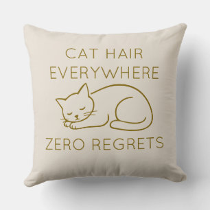 Cat hair zero regrets throw pillow