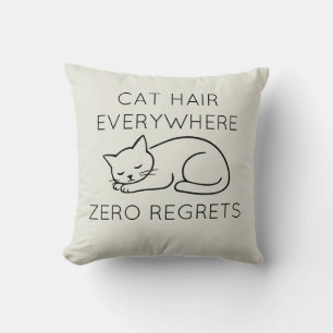 Cat hair zero regrets throw pillow