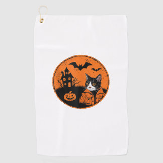 Cat Halloween Art 2024 Kitten Cats Men Women Kids  Golf Towel
