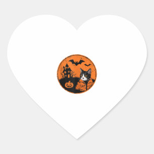 Cat Halloween Art 2024 Kitten Cats Men Women Kids Heart Sticker