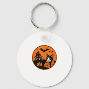 Cat Halloween Art 2024 Kitten Cats Men Women Kids  Keychain
