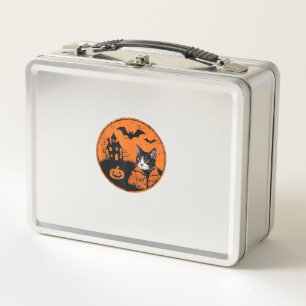 Cat Halloween Art 2024 Kitten Cats Men Women Kids  Metal Lunch Box