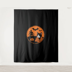 Cat Halloween Art 2024 Kitten Cats Men Women Kids Tapestry