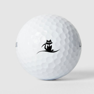 Cat Halloween Black Silhouette Spooky Animal Pet Golf Balls
