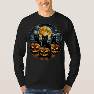 Cat Halloween Cat Lovers Starry Night Cat Van Gogh T-Shirt